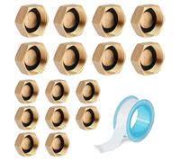 LCUHAVA 14 Pièces Bouchon en Laiton 1/2 3/4 Pouces, Bouchon Arrivee D'eau Robinet, Avec Joint en Caoutchouc et Bande D'étanchéIté, Raccords Filetés Pour Tuyaux D'arrosage