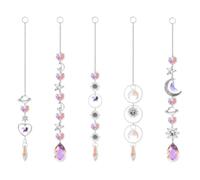 LCUHAVA 5 Pieces Attrape Soleil Cristal Suspendu, Suncatcher Star and Sun Decorations, Sun Catcher Craft Lights Window Decorations for Home Garden Party Wedding Outdoor Decoration