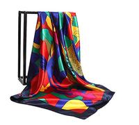 LCUK Foulards en Soie Femmes Imprimer Foulard Satin tête carrée Hijab écharpes pour Dames Marque de Luxe châles 90 cm Foulard Bandana