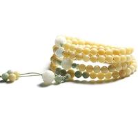 LCUVIMPEX Bracelet en bois, Bracelet et collier extensibles Bodhi Mala 108 perles de méditation en jade lotus bouddhiste tibétain