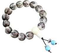 LCUVIMPEX Bracelet en bois, Bracelet extensible en perles de prière Mala Bodhi Lotus Pu Tizi Bouddha Perles Blanc