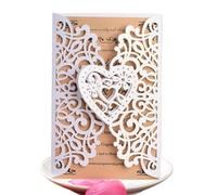 LCUVIMPEX Cartes d’invitation de mariage, Invitations de mariage avec enveloppes creuses multicolores, paquet 10 à 50 pièces(White,20PCS)