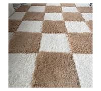 LCUVIMPEX Dalles de Moquette imbriquées en Peluche Interlocking Foam Carpet Floor and Play Mat Tiles 12x12 inch Pack of 50 Multicolor(Apricot+White)