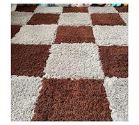 LCUVIMPEX Dalles de Moquette imbriquées en Peluche Interlocking Foam Carpet Floor and Play Mat Tiles 12x12 inch Pack of 50 Multicolor(Dark Coffee+Gray)
