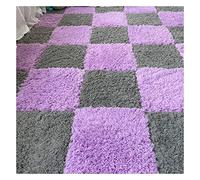 LCUVIMPEX Dalles de Moquette imbriquées en Peluche Interlocking Foam Carpet Tiles Pack of 50 12x12x0.4 inch Multicolor(Purple+Gray)