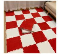 LCUVIMPEX Dalles de Moquette imbriquées en Peluche Pack of 12 Plush Foam Puzzle Interlocking Carpet Tiles Multicolor 60x60x1cm(Red+White)