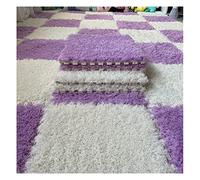 LCUVIMPEX Dalles de Moquette imbriquées en Peluche PE Foam Floor Mat Tiles Pack of 50 Interlocking Play Mat 12x12 inch Multicolor(Purple White)