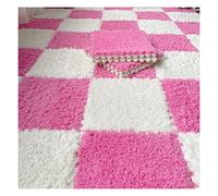 LCUVIMPEX Dalles de Moquette imbriquées en Peluche PE Foam Floor Mat Tiles Pack of 50 Interlocking Play Mat 12x12 inch Multicolor(Red White)