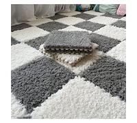 LCUVIMPEX Dalles de Moquette imbriquées en Peluche Plush Foam Interlocking Floor Mats Pack of 50 Multicolor 12x12 inch(Gray+White)