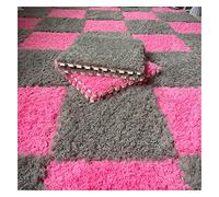 LCUVIMPEX Dalles de Moquette imbriquées en Peluche Square Interlocking Foam Carpet Floor Mat Tiles Multicolor 12x12x0.4 inch Pack of 50(Gray+Green)