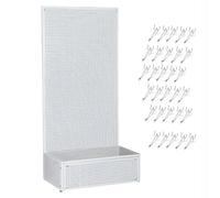 LCUVIMPEX Kit combiné pour panneau perforé, Organiseur d'outils autoportant en métal perforé - Présentoir acier robuste(White,19.7x59in)