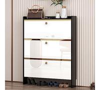 LCUVIMPEX Meuble de Rangement pour Chaussures en Bois, avec 3 tiroirs rabattables, armoires à Chaussures autoportantes, Organiseur de Rangement à Chaussures en Bois(White+Black,90x17x115cm)