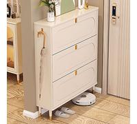 LCUVIMPEX Meuble de Rangement pour Chaussures en Bois, Meuble à Chaussures Fin, Rangement for Chaussures d'entrée, étagères à Chaussures autoportantes, Meuble à Chaussures avec Portes(A,50CM-17CM)