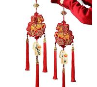 LCUVIMPEX Pendentif nœud Chinois, Pendentif d'éveil du Lion, décoration Festival Printemps de l'année Cheval 2026, Paquet 2(Lionawakeningdafubells2pcs)