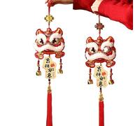 LCUVIMPEX Pendentif nœud Chinois, Pendentif d'éveil du Lion, décoration Festival Printemps de l'année Cheval 2026, Paquet 2(Lionawakeningruyibells)