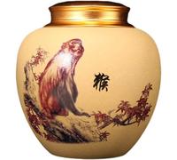 LCUVIMPEX Petite urne en céramique pour Chat, Urne funéraire en céramique for Cendres humaines, Motif Rat du Zodiaque Chinois Noir(Monkey)