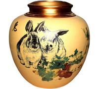 LCUVIMPEX Petite urne en céramique pour Chat, Urne funéraire en céramique for Cendres humaines, Motif Rat du Zodiaque Chinois Noir(Rabbit)