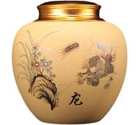 LCUVIMPEX Petite urne en céramique pour Chat, Urne funéraire en céramique for Cendres humaines, Motif Rat du Zodiaque Chinois Noir(Dragon)