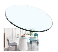 LCUVIMPEX Plateau de Table Transparent, Dessus de Table Rond en Verre trempé 22-40 Pouces, Bord biseauté épais 1/4 Pouce(60cm(24in))