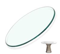 LCUVIMPEX Plateau de Table Transparent, Plateau Rond en Verre trempé de 500 à 1000 mm diamètre(1000mm(40In))