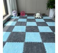 LCUVIMPEX Tapis de Jeu Souples en EVA, Tapis de Sol en Mousse emboîtables Multicolores 12 x Pouces, Paquet 60(Light Blue+Grey,THK：0.23in)