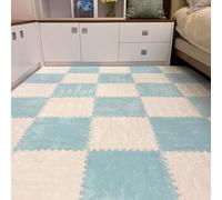 LCUVIMPEX Tapis de Jeu Souples en EVA, Tapis de Sol en Mousse emboîtables Multicolores 12 x Pouces, Paquet 60(White+Light Blue,THK：0.23in)
