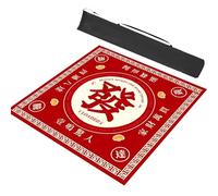 LCUVIMPEX Tapis de Mahjong, Tapis de Mahjong avec Sac Transport Noir, antidérapant et réduction du Bruit, Couverture Table, Jeux société, Tapis(Red,27.6x27.6in/70x70cm)