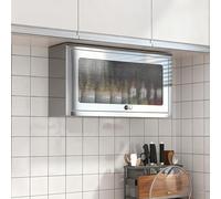 LCUVIMPEX Vitrine de collectionneur, Armoire de Rangement Murale en Acier Inoxydable avec Porte Rabattable, Plusieurs Tailles(60cm/23.6in)