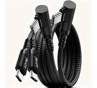 lcvtos Câble USB C vers USB C 90 Degrés, Câble de Charge Rapide 3A 60W/100W, Nylon Tressé Résistant, Compatible iPhone 15/16, Samsung Galaxy, MacBook, iPad Pro, Chargeur PD (Noir, 2M+2M) Anker(Anker)