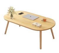 lcvtos Table Basse, Petit Table Ovale, Table de Salon Gain de Place avec Montage DIY, Style Moderne, Table d'Appoint en Panneau de Bois pour Salon (Chêne)