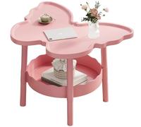 lcvtos Table d’Appoint Moderne avec Rangement, Table Basse Vintage Papillon, PP Robuste, Compacte pour Salon et Chambre, (Rose Barbie)