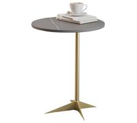 lcvtos Table d’Appoint Ronde en Pierre Frittée - Petite Table Basse Moderne avec Structure en Métal, Ø40 cm, pour Chambre, Balcon ou Bureau (Ardoise dorée-Grise)