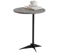 lcvtos Table d’Appoint Ronde en Pierre Frittée - Petite Table Basse Moderne avec Structure en Métal, Ø40 cm, pour Chambre, Balcon ou Bureau (Ardoise Noire-Grise)