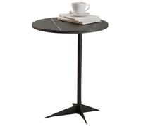 lcvtos Table d’Appoint Ronde en Pierre Frittée - Petite Table Basse Moderne avec Structure en Métal, Ø40 cm, pour Chambre, Balcon ou Bureau (Ardoise Noire-Noire)