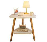 lcvtos Table d’Appoint Triangle à 2 Niveaux, Table Basse en Bois et Métal pour Salon, Chambre ou Bureau, 50 x 50 cm (Blanc Piano)