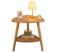lcvtos Table d’Appoint Triangle à 2 Niveaux, Table Basse en Bois et Métal pour Salon, Chambre ou Bureau, 50 x 50 cm (Noyer)