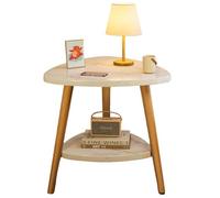 lcvtos Table d’Appoint Triangle à 2 Niveaux, Table Basse en Bois et Métal pour Salon, Chambre ou Bureau, 50 x 50 cm (Marbre Blanc)