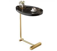 lcvtos Table d'Appoint en Forme de L pour Canapé et Lit, Plateau Imperméable, Structure Triangulaire en Acier Carbone, Gain de Place, Montage Facile, Design Moderne 30x45x60cm (Noir + Or)