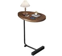 lcvtos Table d'Appoint en Forme de L pour Canapé et Lit, Plateau Imperméable, Structure Triangulaire en Acier Carbone, Gain de Place, Montage Facile, Design Moderne 30x45x60cm (Bois + Noir)