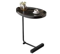 lcvtos Table d'Appoint en Forme de L pour Canapé et Lit, Plateau Imperméable, Structure Triangulaire en Acier Carbone, Gain de Place, Montage Facile, Design Moderne 30x45x60cm (Noir + Noir)