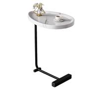 lcvtos Table d'Appoint en Forme de L pour Canapé et Lit, Plateau Imperméable, Structure Triangulaire en Acier Carbone, Gain de Place, Montage Facile, Design Moderne 30x45x60cm (Blanc + Noir)