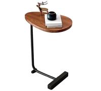 lcvtos Table d'Appoint en Forme de L pour Canapé et Lit, Plateau Imperméable, Structure Triangulaire en Acier Carbone, Gain de Place, Montage Facile, Design Moderne 30x45x60cm (Noir + Bois Plat)