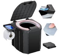 lcvtos Toilette Portable Camping, Toilettes Sèches WC Pliable sans Produit Chimique, avec en PU et Support de Téléphone,Toilettes de Voiture Pliables pour Adultes (Livrées avec 5 Sacs Poubelles)