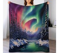 LCWWW aurores boréales en Norvège Plaid Couverture Polaire, Couvertures Polair Flanneladaptée Aux Canapés Et Aux Lits - Chaud, Facile À Entretenir 130×180cm