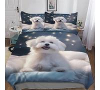 LCWWW Bichon Frise Housse De Couette De Couette en Douce Microfibre pour EnfFourmis Et Adolescents Microfibre Parure De Lit Single(135x200cm)