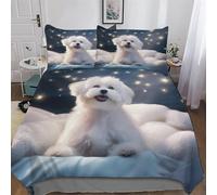 LCWWW Bichon frisé Parure De Lit Housse De Couette Et Taie d'oreiller À Impression Ultra Doux Microfibre -Housse Couette Double (200x200cm)