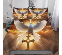 LCWWW Colombe de la Paix Housse De Couette avec Taies d'oreiller 3 Pièces Housse De Couette Microfibreavec Parure De Lit pour Adultes Double (200x200cm)