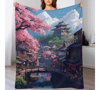 LCWWW Couverture Cerisier Japonais pour Enfants Adulte Couvertures Flannel Douce Et Chaude pour Lit Canapé Et Travel, Lavable en Machine 130×150cm