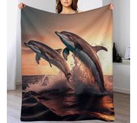 LCWWW Couverture Polaire Dauphin pour Le Canapé, Le Lit, Couvertures Moelleuse Flannel pour Toutes Les Saisons, 150×200cm