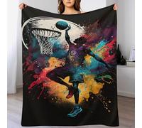LCWWW Couverture Polaire en Flannel Douce Astronaute Basketball, Couvertures Chaude Et Confortable pour Canapé Ou Lit Facile À Manipuler 180×200cm